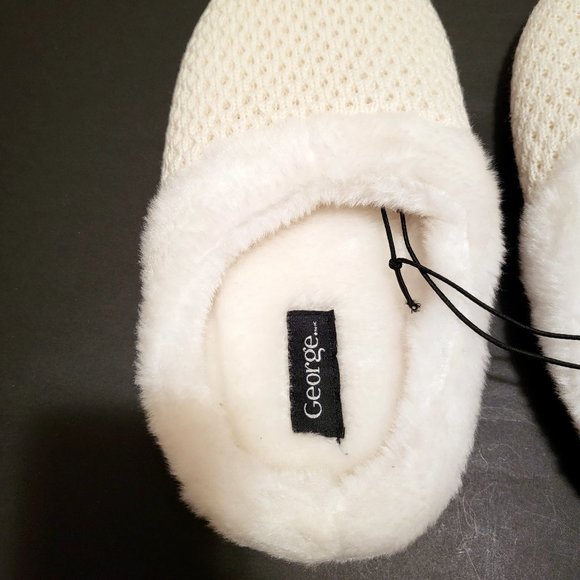NEW George Ladies Slippers, Off-White, 9/10, L - Picture 5 of 11